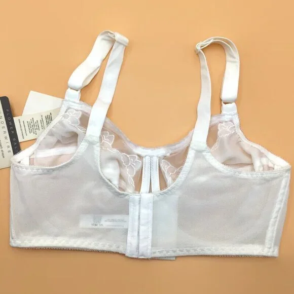 Bali Full Support Flower Bra 34D White New With Tags - Picture 6 of 7